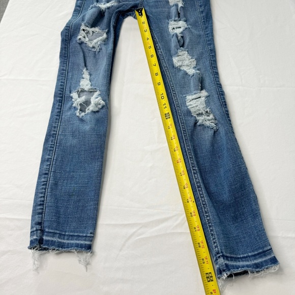 Hollister High Rise Crop Super Skinny Jeans Distressed Raw Hem 25” - Picture 13 of 17
